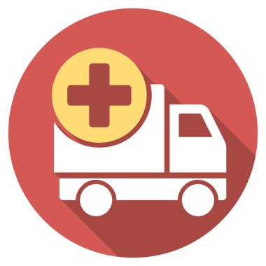 Düz yuvarlak simge uzun gölge ile tıbbi teslim