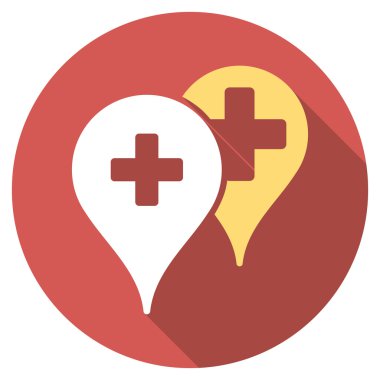 Tıbbi harita işaretleri düz yuvarlak uzun gölge simgesiyle