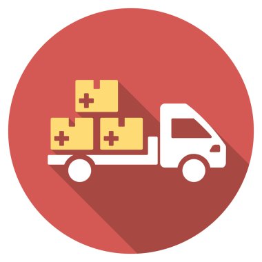 İlaç teslim düz yuvarlak uzun gölge simgesiyle