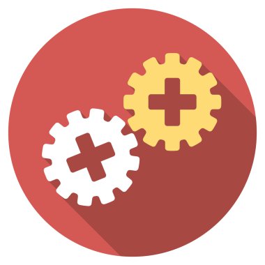 Düz yuvarlak simge uzun gölge ile Tıbbi gereçler