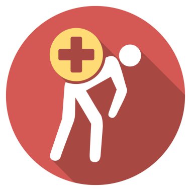 İlaç kurye düz yuvarlak uzun gölge simgesiyle