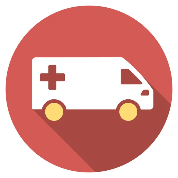 Emergency Van Flat Round Icon with Long Shadow — Stock Vector