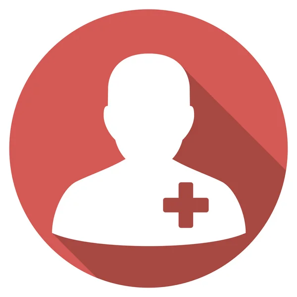 Medische vrijwilliger platte ronde pictogram met lange schaduw — Stockvector