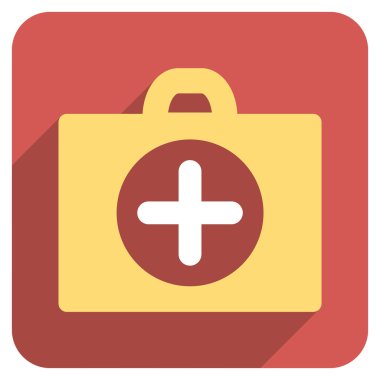 Uzun gölge ile ilk yardım düz yuvarlak kare simgesi