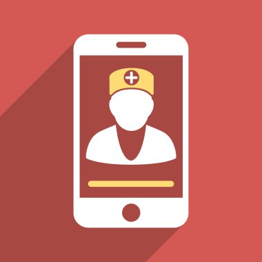 Uzun gölge ile online doktor düz kare simgesi