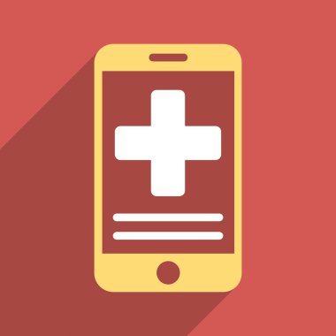 Uzun gölge ile online tıbbi veri düz kare simgesi