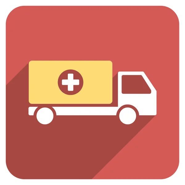 Drugs Shipment Flat Rounded Square Icon with Long Shadow — Stockový vektor