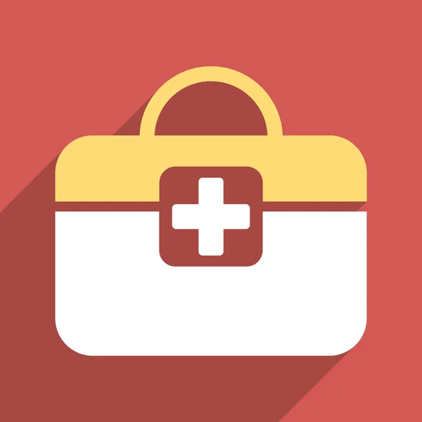 Medical Kit Flat Square Icon with Long Shadow - Stok Vektor