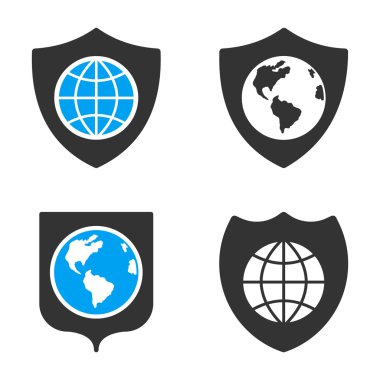 Earth Shield Flat Bicolor Vector Icons