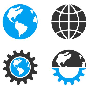 Global Industry Flat Bicolor Vector Icons