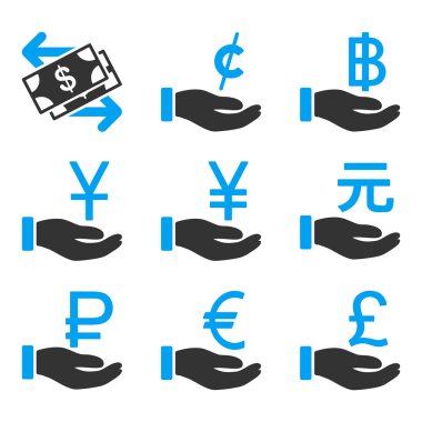 International Payments Flat Bicolor Vector Icons