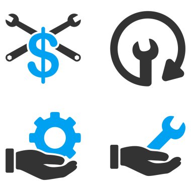 Service Tools Flat Bicolor Vector Icons
