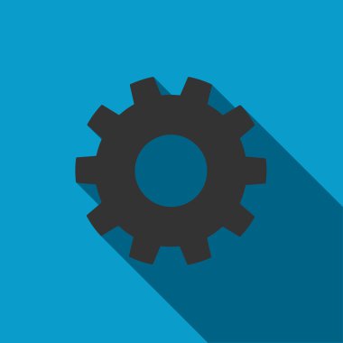 Gear Flat Long Shadow Square Icon