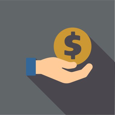 Payment Flat Long Shadow Square Icon