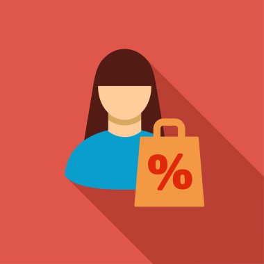 Shopping Flat Long Shadow Square Icon