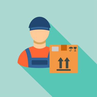 Transportation Work Flat Long Shadow Square Icon