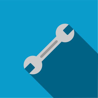 Wrench Flat Long Shadow Square Icon