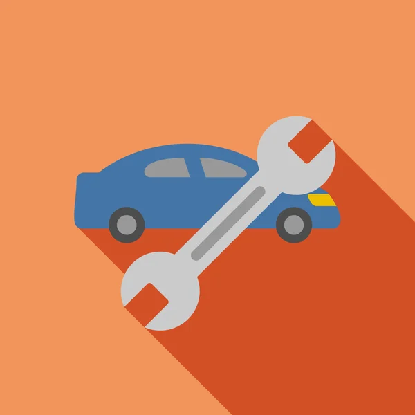 Reparación de coches plana larga sombra cuadrada icono — Vector de stock