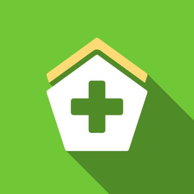 Hastane düz uzun gölge kare simgesi