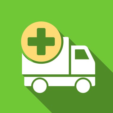 Tıbbi teslim düz uzun gölge kare simgesi