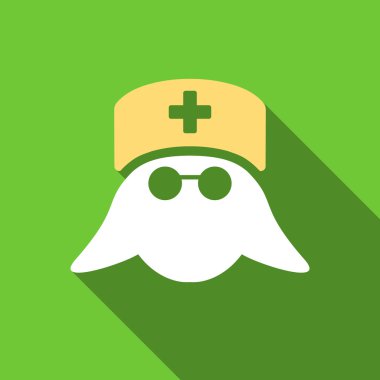 Medical Nurse Head Flat Long Shadow Square Icon