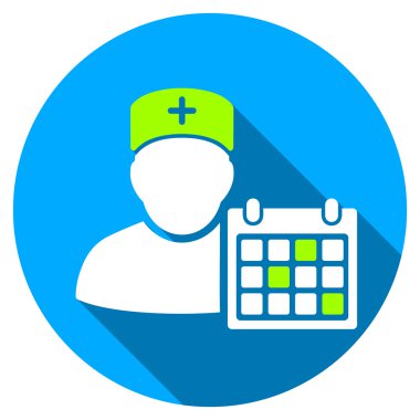 Doktor takvim simgesini uzun gölge ile düz yuvarlak