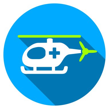 Acil helikopter düz yuvarlak uzun gölge simgesiyle