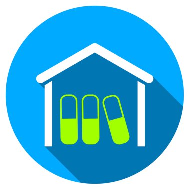 Uyuşturucu garaj düz yuvarlak uzun gölge simgesiyle