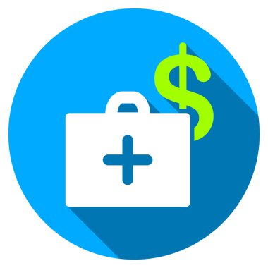 Düz yuvarlak simge uzun gölge ile tıbbi Fonu