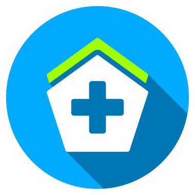 Hastane düz yuvarlak uzun gölge simgesiyle