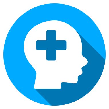 Düz yuvarlak simge uzun gölge ile baş tıp