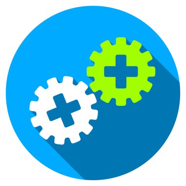 Düz yuvarlak simge uzun gölge ile Tıbbi gereçler