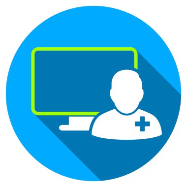 Uzun gölge ile online doktor düz yuvarlak simge