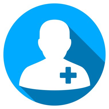 Düz yuvarlak simge uzun gölge ile tıbbi gönüllü