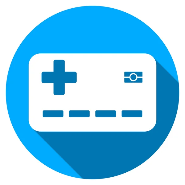 Zdravotní pojištění karty kulatý plochý ikonu s dlouhý stín — Stockový vektor