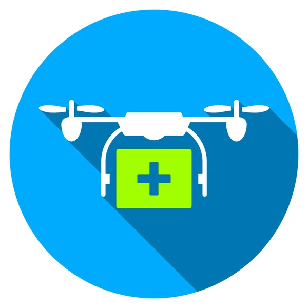 Orvosi Drone szállítás lapos kerek ikon hosszú árnyéka — Stock Vector