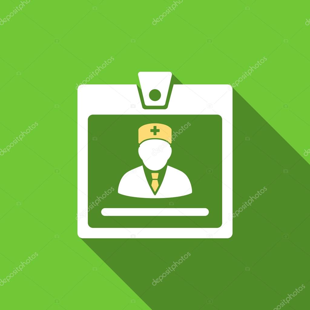 Doctor Badge Flat Long Shadow Square Icon