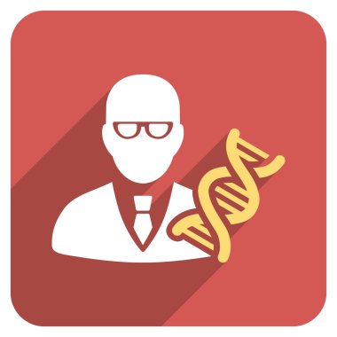 Uzun gölge ile genetik mühendisi düz yuvarlak kare simgesi