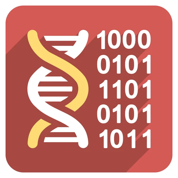 Kod genetyczny płaski zaokrąglony kwadrat ikona z długi cień — Zdjęcie stockowe