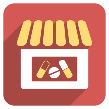 Uzun gölge ile eczane düz yuvarlak kare simgesi