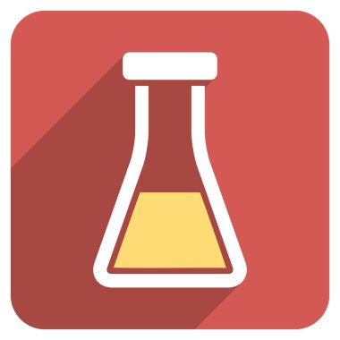 Uzun gölge ile şişesi düz yuvarlak kare simgesi