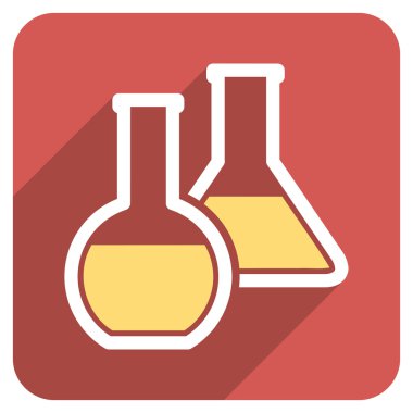 Cam şişeler düz yuvarlak kare simgesi uzun gölge ile
