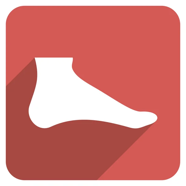 Foten platt avrundat fyrkantig ikon med långa skugga — Stock vektor