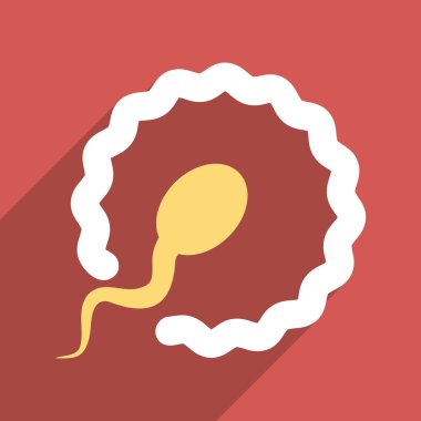 Egg Insemination Flat Long Shadow Square Icon