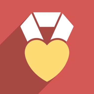 Heart Award Flat Long Shadow Square Icon