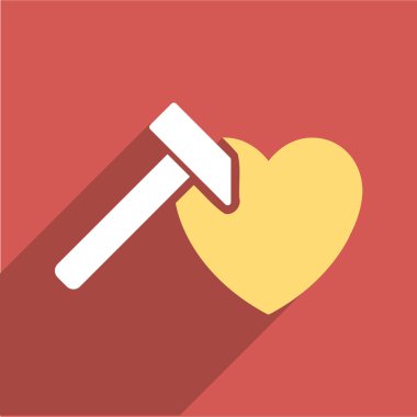 Heart Hammer Flat Long Shadow Square Icon