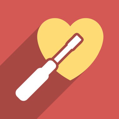 Heart Tuning Flat Long Shadow Square Icon
