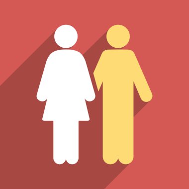 Human Couple Flat Long Shadow Square Icon