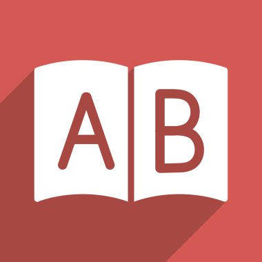 Açık el kitabı düz uzun gölge kare simgesi