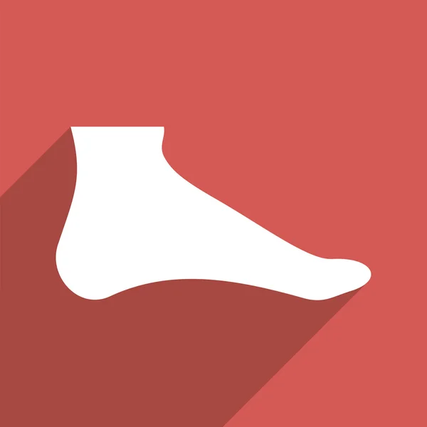 Foot Flat Long Shadow Square Icon — Stockový vektor